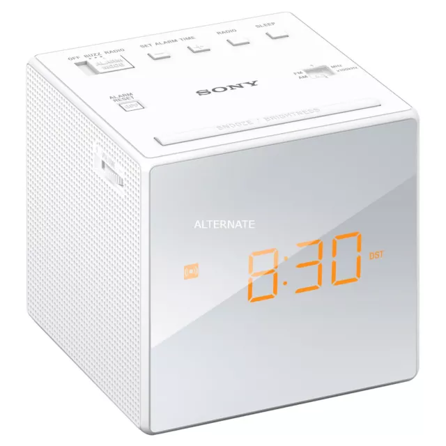 Radio Despertador Alarma Sony ICF-C1W Blanco LED Reloj Digital Mesilla