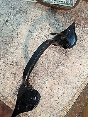 Early 10 1/2" Antique Hand Wrought American Iron Door Handle with Thumb Latch