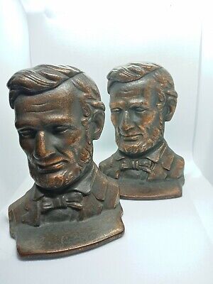 Antique Cast Iron Abraham Lincoln Bookends bronze patina