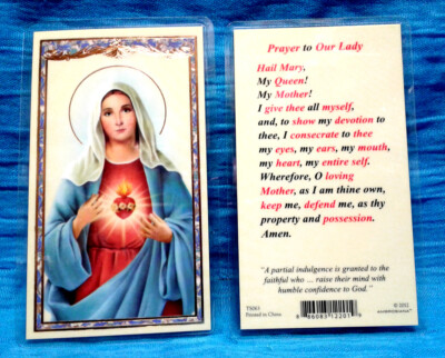 LAMINATED HOLY PRAYER Card Act of Consecration to the Immaculate Heart ...