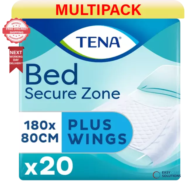 TENA Bed Plus Wings Incontinence Bed Pads 60x60cm - 2 Packs of 20 - 2300ml