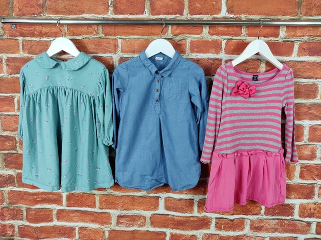Set Abito A Maniche Lunghe Ragazze Età 2-3 Anni Next H&M Gap Rosa Blu Set 98Cm