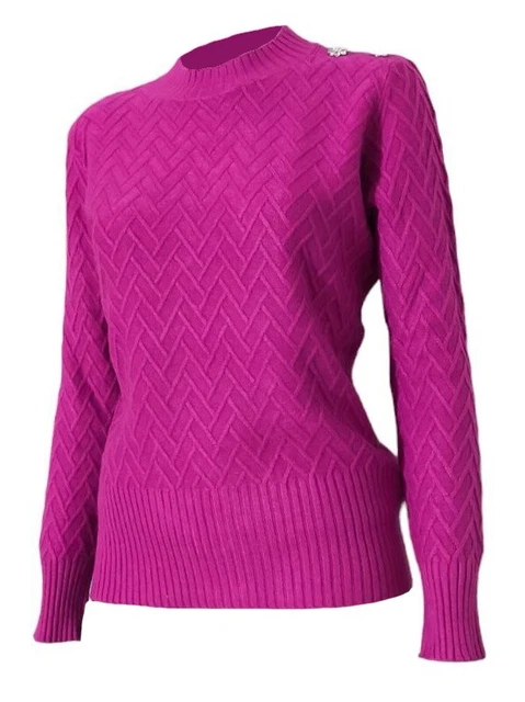 Maglione donna Tinta Unita classico Maglioncino elegante Pullover maniche lunghe