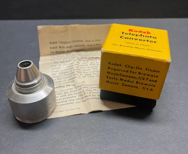 Convertidor de teleobjetivo vintage Kodak de 13 mm a 24 mm para cámaras de cine brownie