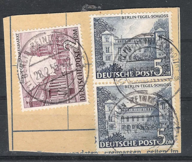 Berlin Bauten I Nr.60 5 DM auf Paketk. senkr. Paar schön gest + Nr.58