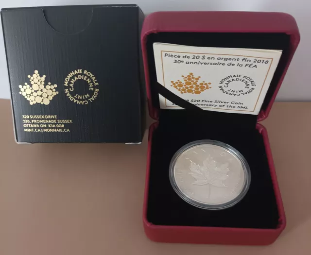 1 Unze Silber Maple Leaf Reverse Proof 30th Anniversary 20 CAD 2018