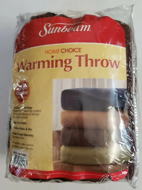 SUNBEAM Cuddle Up Warming Throw Electric Adjustable, Brown Solid NEW 50x60