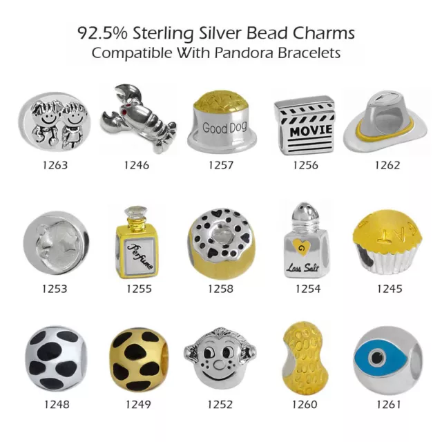 925 Sterling Silver Beads for European Charm Bracelets and Necklaces 23-1261