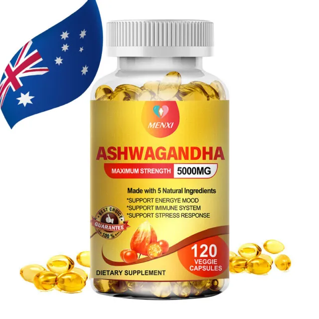 Organic Ashwagandha Capsules 5000mg 120 Capsules with Black Pepper Root Powder