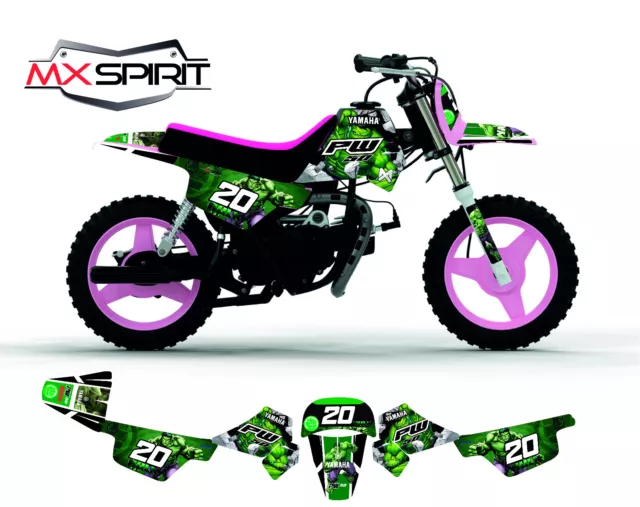 Kit déco integral moto cross incroyable Hulk pour PW 50 PW50 pw50 peewee piwi