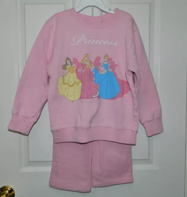 Disney Store girls Pink PRINCESS Sweat Suit Pants Shirt OUTFIT * 4 5