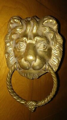 Antique Brass Lion Door Knocker Hardware Front Door Entry Hardware & Coat Hook