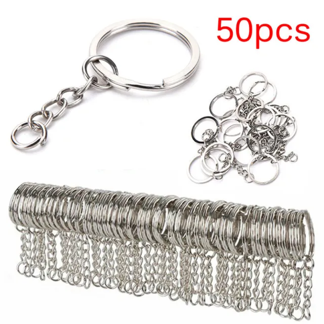 50X Polished Silver Key Rings Key Chain Split Ring Short Jewelry Findings DI3&YB