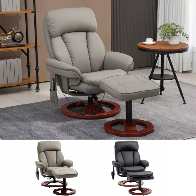 Swivel Recliner Chair with Ottoman, Wood Base, Remote and Side Pocket