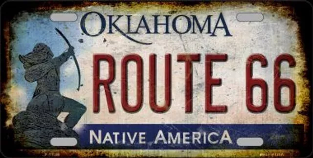 Route 66 Oklahoma Metal License Plate Frame Tag Sign for Car Truck & Home Decor