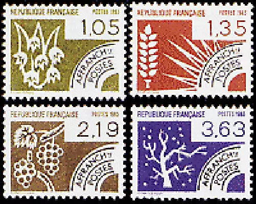 France Preobliterados P- 178/81 1983 Las Quatre Saisons Flore Luxe