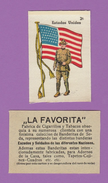 La Favorita (Canary Islands) - Scarce Silk Flags & Soldiers Card - U.s.a.