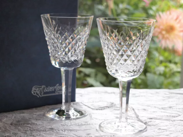 Waterford Crystal Alana Claret Wine Glasses Pair Vintage Mint made in Ireland