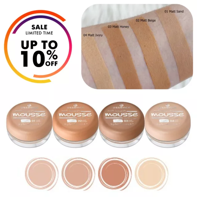 Essence Soft Touch Mousse Foundation Make Up Smooth Matte Finish Natural Look