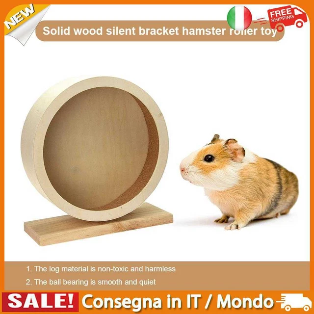 IT Hamster Roller Wheel Wood Running Toy Guinea Pig Gerbi Rotatory Cage (M)
