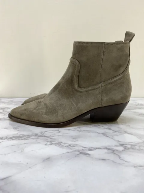 Veronica Beard Kinsley Grey Suede Western Chelsea Ankle Boots Women’s Size 7.5