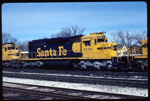 ORIGINAL RAIL SLIDE - ATSF Santa Fe Railway 3825 Emporia KS 2-20-1982 £ ...