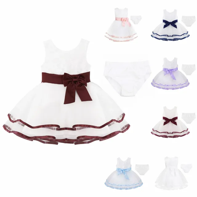 Infant Baby Girls' Dress Wedding Party Baptism Christening Gowns with Bloomers