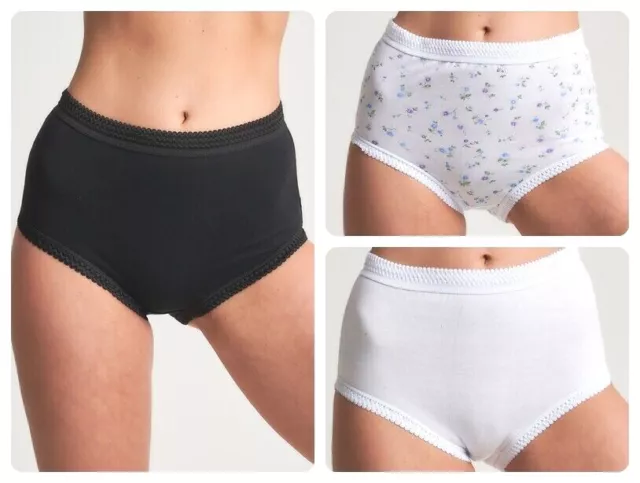 3-12 Pack Ladies Briefs, 100% Cotton Maxi Full Comfort Fit Underwear, Size 10-24