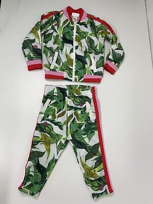 Michelle Morin X H&M Kids Girls Tracksuit Set Outfit Age 2-4 Yrs Green Floral