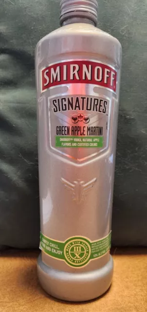 Smirnoff Signatures Green Apple Martini Vodka glass bottle - empty
