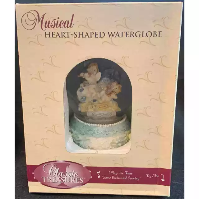 VINTAGE Heart Shape Angel Musical Water Globe Collectible Classic Treasures