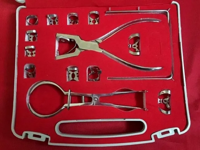 Rubber Dam Kit Set 15 Pieces Dental Filling Instruments Set Complete W/Case