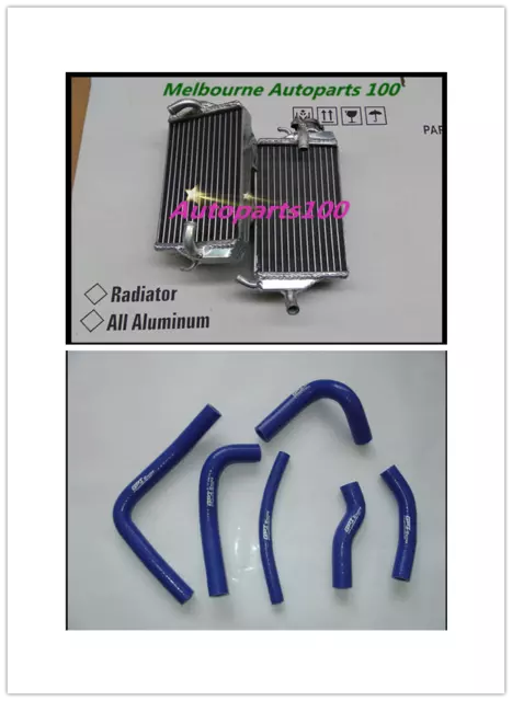 Aluminum Radiator For Honda CR250R 2000 2001 + Blue Silicone Hose 00 01 CR 250 R