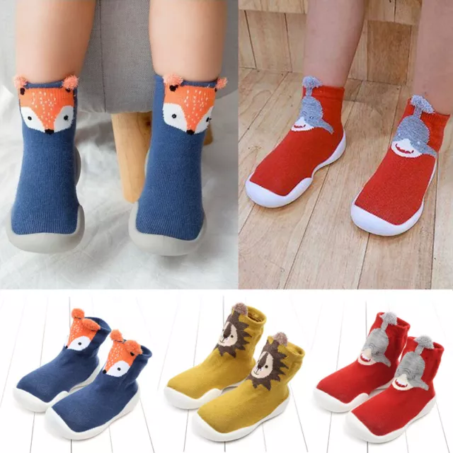 Baby Girl Boys Toddler Anti-slip Slippers Socks Kids Infant Cotton Walking Shoes