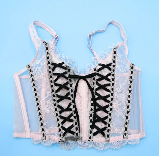 Ensemble Lingerie Victoria's Secret Dream Angels - Corset Bustier Jarretelles 32C - Noir - Neuf Avec étiquettes