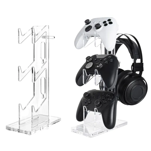 Universal 3 Tier Controller Holder and Headset Stand for P-S4/5 Xb-ox Transparen
