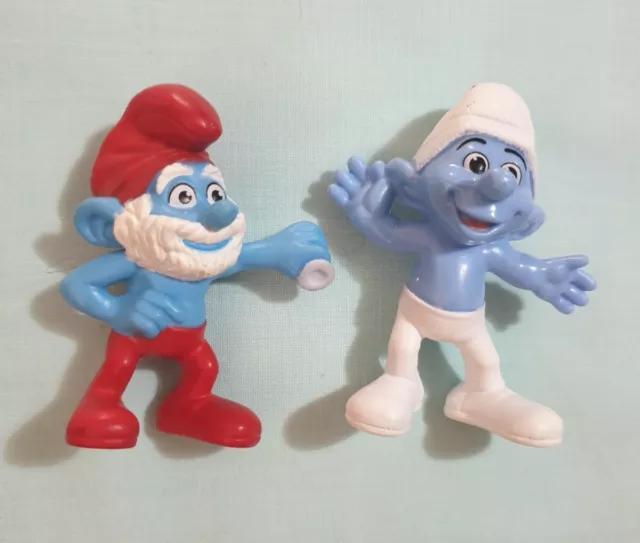 MCDONALD'S HAPPY MEAL Toys Papa Smurf + Clumsy Original Rubber Mini Figures  $11.95 - PicClick AU