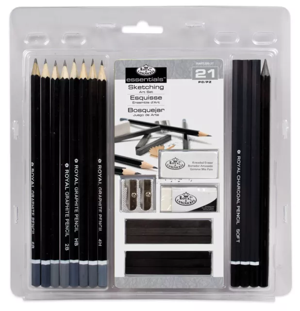 21 Piece Sketching Drawing Artist Set Charcoal Sticks Pencils Eraser Rart200 New