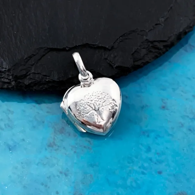 Small Sterling Silver Tree of Life Heart Locket Pendant