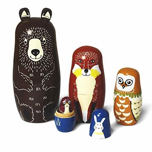 Russische Matroschka Kinder 5 Stück Tiere Holz Spielzeug Puppen Puzzle Spielset