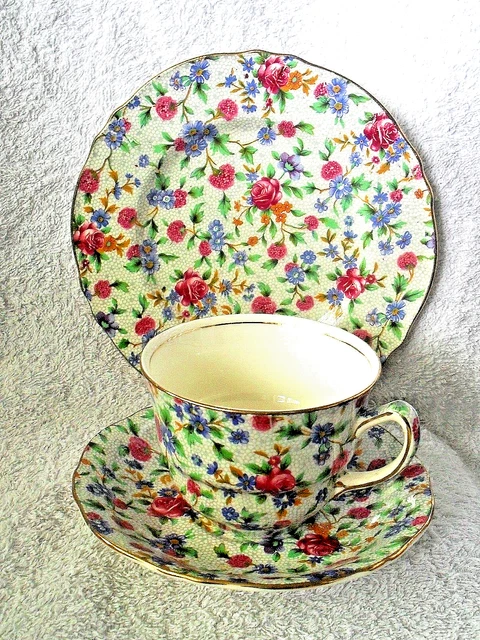 Royal Winton Grimwades ‘Old Cottage Chintz’ Cup, Saucer & Side Plate Trio.
