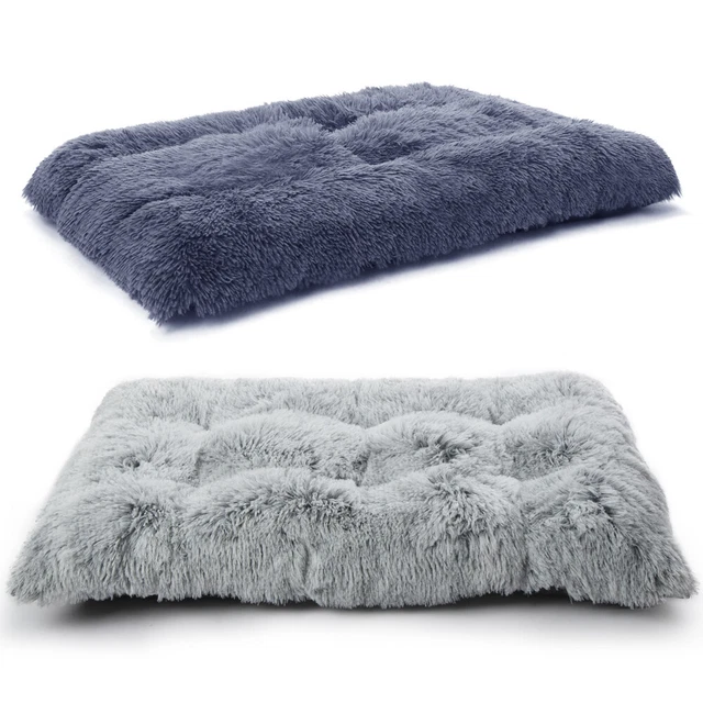 Black & Gray Plush Dog Bed Orthopedic Memory Foam Pet Mattress Pad for Large Dog
