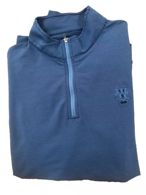 PETER MILLAR Golf Performance Pullover 1/4 Zip Blue Striped Men’s Size Large
