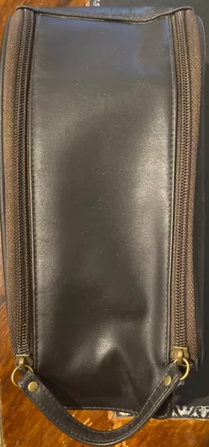 *Pottery Barn Ainsley Black Leather zipper pouch Cosmetic/Toiletry Bag FREE SHIP