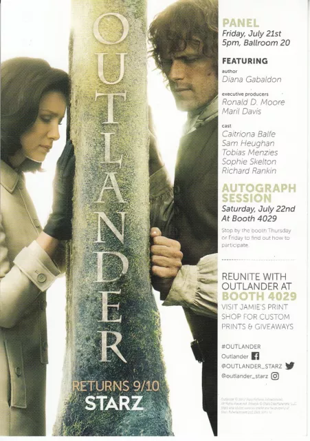 Outlander 2017 San Diego Comic-Con SDCC Starz 2 sided 6 x 8 1/2 photo promo card