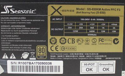 Seasonic X-Series SS-650KM ATX Netzteil 650 Watt 80 PLUS Gold modular  #156827