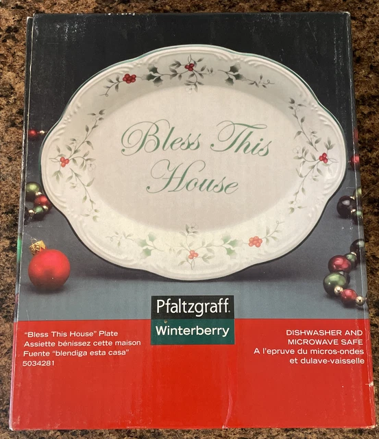 PFALTZGRAFF WINTERBERRY Dish Platter “Bless This House" Oval PLATE 11"X8.5" New