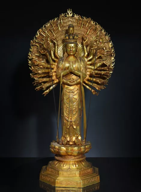 35"old Tibet bronze Gilt 1000 arms Avalokitesvara Kwan-Yin GuanYin Buddha statue