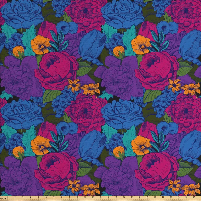 Floral Tejido por Metros Arte del ramo de la vendimia