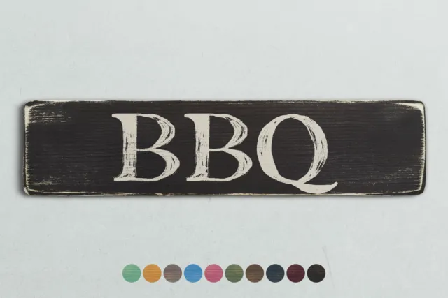 BBQ Vintage Style Wooden Sign. Shabby Chic Retro Home Gift